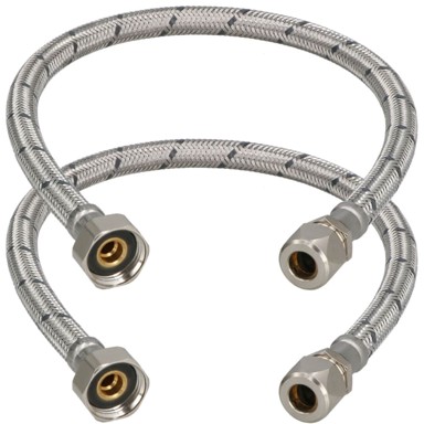 Fleksibilni priključak za vodu 3/8" x 1/2" za stezne sustave, 50 cm, 2 kom.